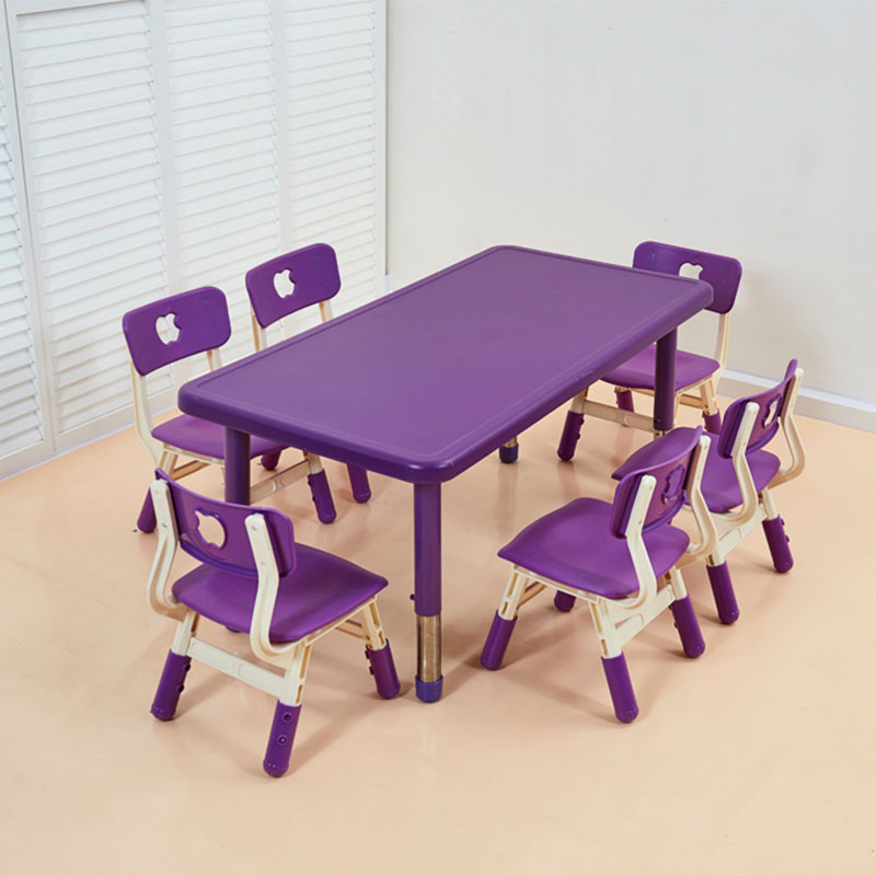 Plastic Six-person Rectangular Table (Stainless Steel Lifting Feet)