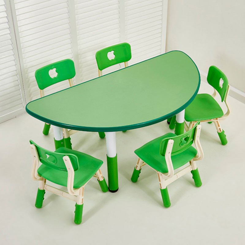 Fireproof Board Half Round Table (Plastic Lifting Feet) 