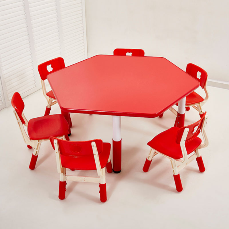 Fireproof Board Hexagonal Table (Plastic Lifting Feet)