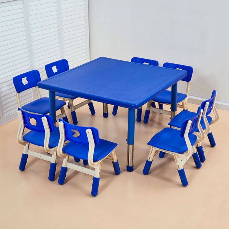 Plastic Square Table for Eight (Stainless Steel Lifting Feet)